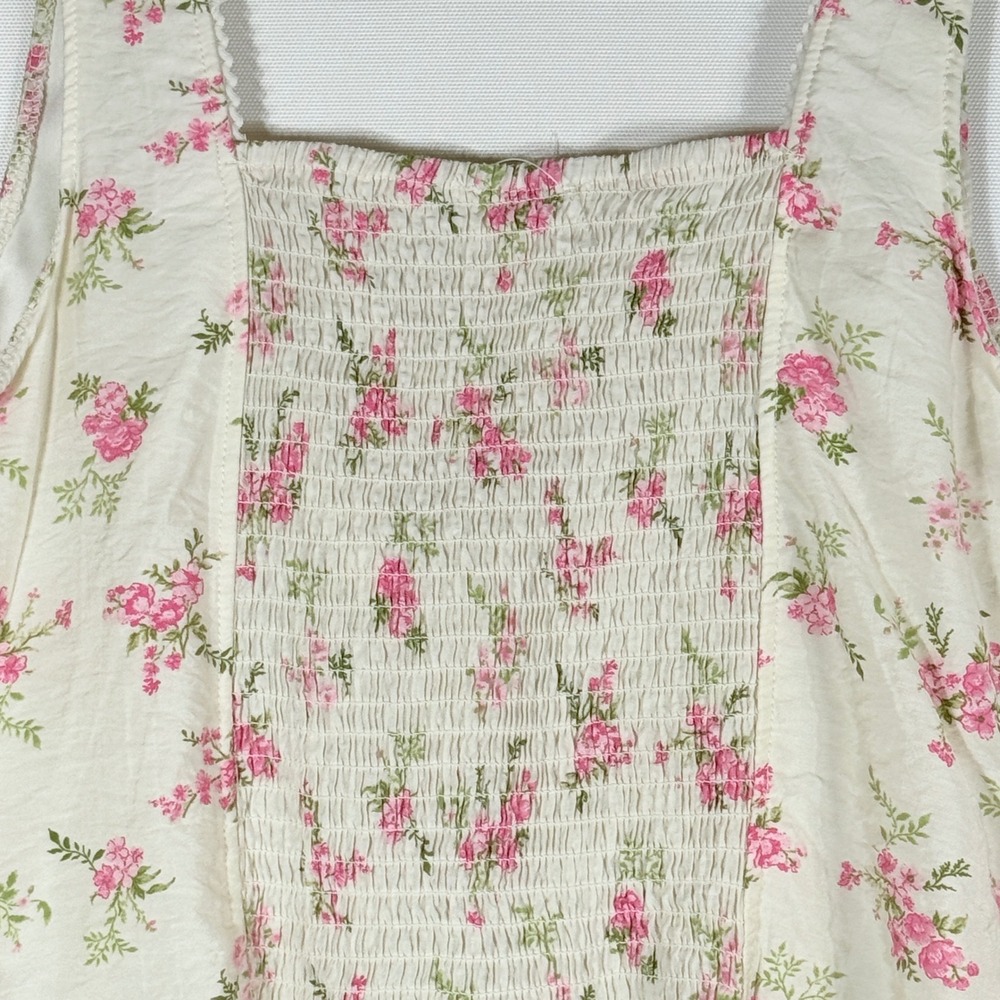 Kirious XL Tank Top Floral Smocked Pink Dainty Coquette Ballet Feminine Romantic - Picture 4 of 6